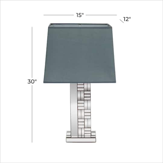 30" Silver Glass Mirror Glam Table Lamp